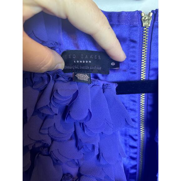 Ted Baker Dress Purple Sheath Business Professional Size 0 Party Bold Neckline - Picture 3 of 8